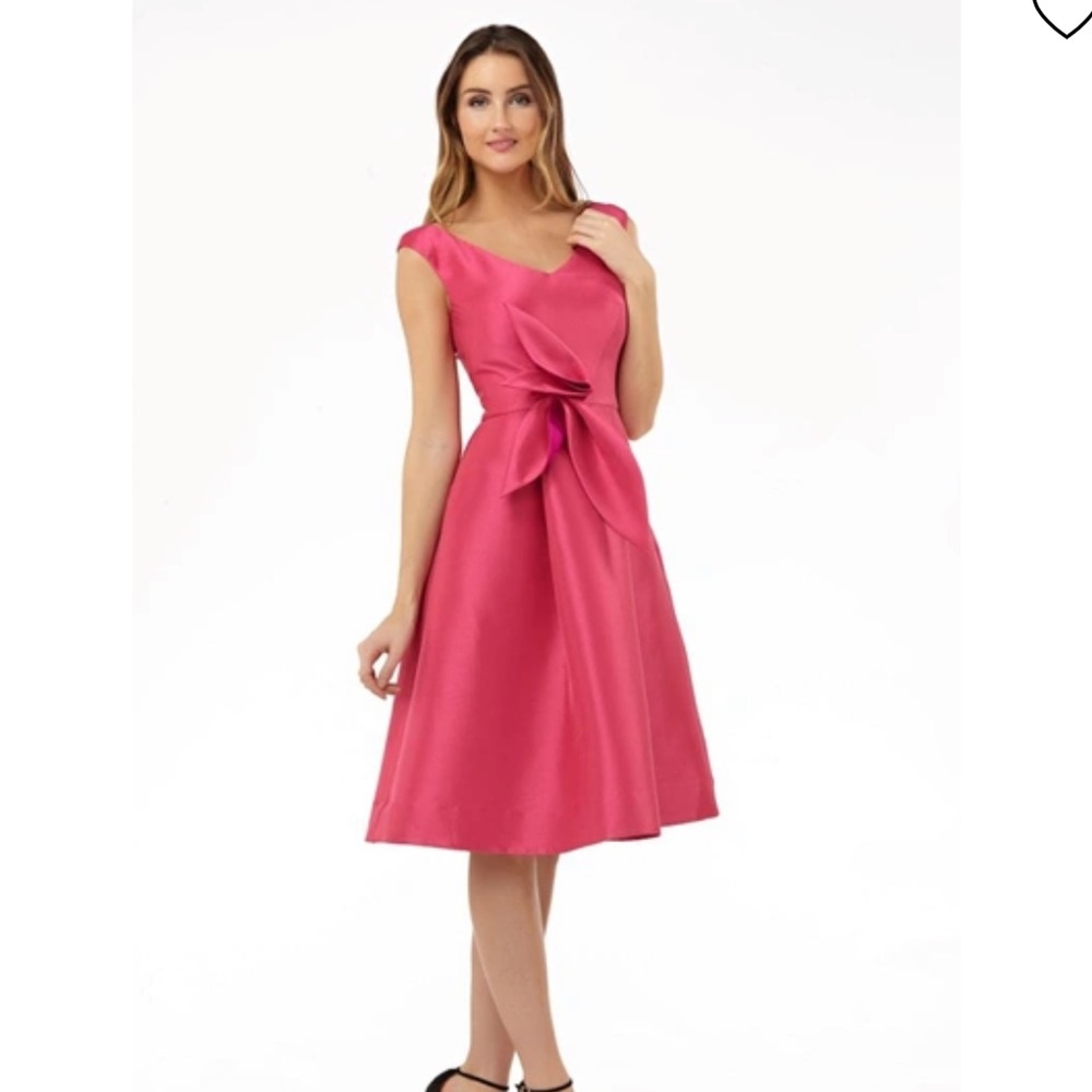 Kay Unger Sleeveless Stretch Mikado Fit & Flare Dress In Pink 16